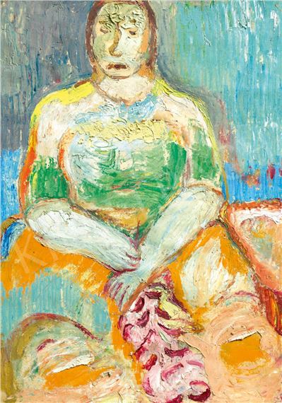 Seated Woman with Paprika Garland by Menyhért Tóth