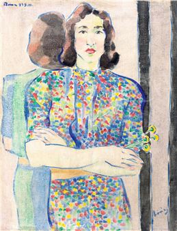 Roman Gril in Bright Clothes in front of the Mirror - Margit Móricz