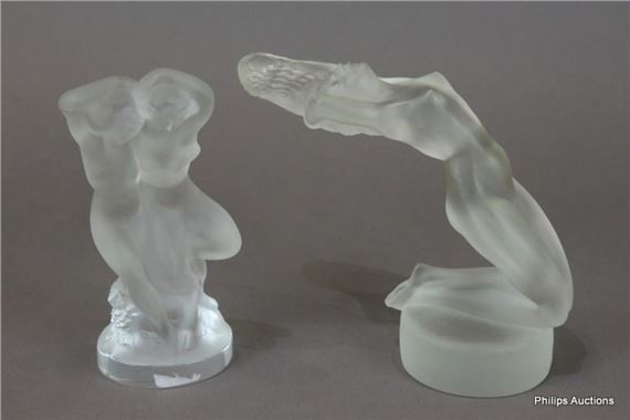 A LALIQUE 'CHRYSIS' PAPERWEIGHT AND A 'LE FAUNE' GROUP