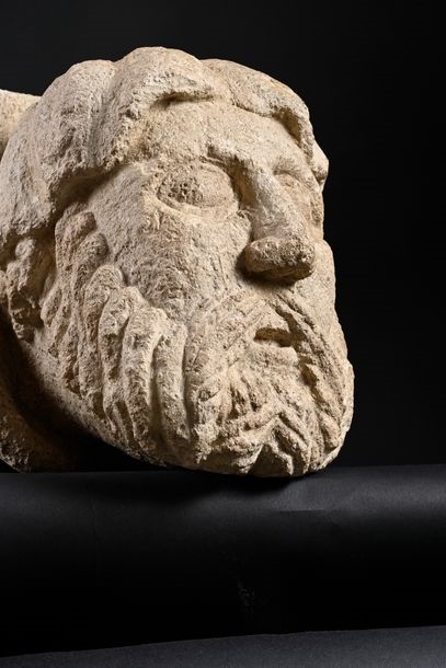 English School, 13th Century | Carved limestone modillion depicting a ...