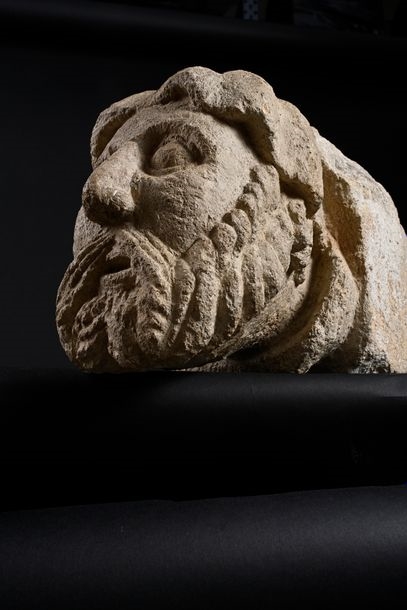 English School, 13th Century | Carved limestone modillion depicting a ...