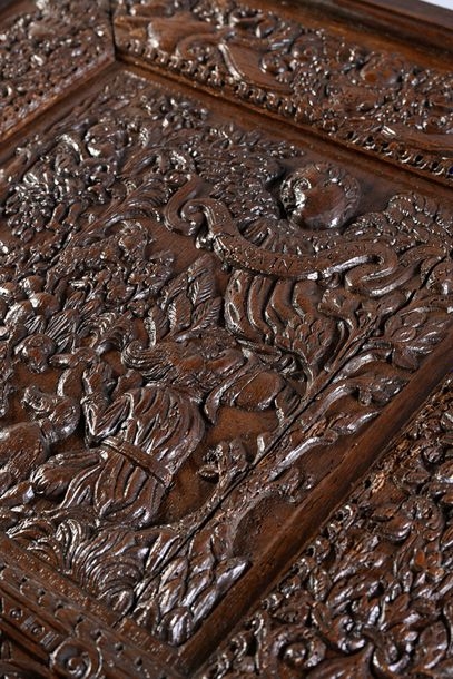 British School, 16th Century | Oak panel carved in bas-relief (1586 ...