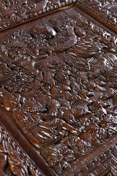 British School, 16th Century | Oak panel carved in bas-relief (1586 ...