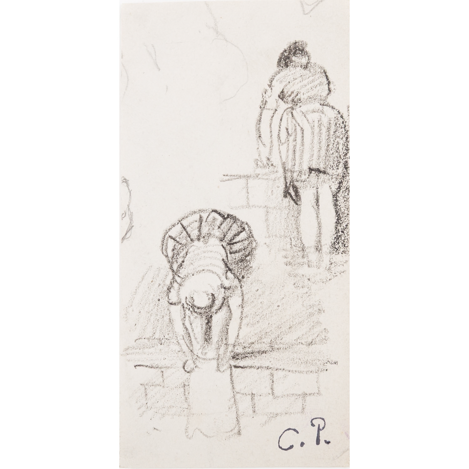 Artwork by Camille Pissarro, Zwei Wäscherinnen, Made of pencil/paper