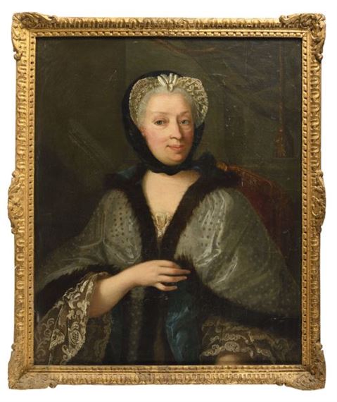 Bust portrait of a woman with white headdress - Michel Hubert Descours