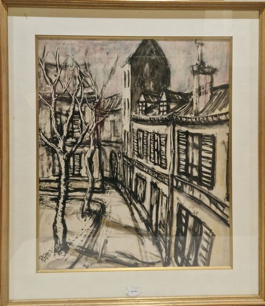 Artwork by Roger Piter, La mère Catherine, Place du Tertre, Montmartre, Made of Black ink and watercolor on paper