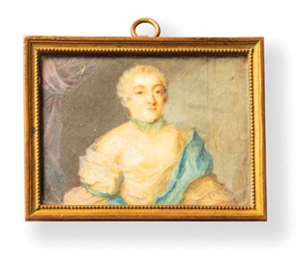 Jean-Daniel WELPER (1729-1789), attributed to Portrait of a woman in court dress from the Louis XV period, in three-quarter bust to the right, in an interior - Jean Daniel Welper