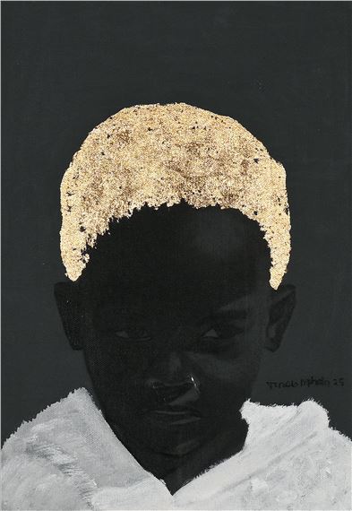Tumelo Mphela (South Africa, 1995 - ), Portrait with Gold Hair by Tumelo Mphela, dated 2025
