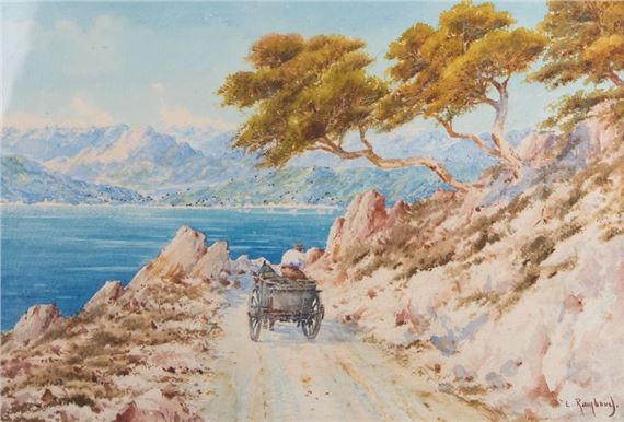 Charrette sur un chemin en bord de Méditerranée - L. Rambaud