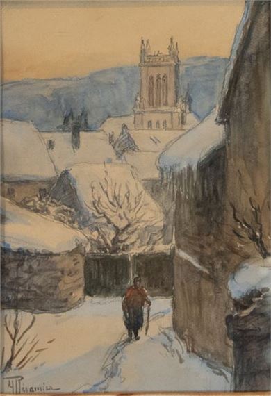 Un passage, rue Saint Martin à Belley par temps de neige by Yvonne Récamier