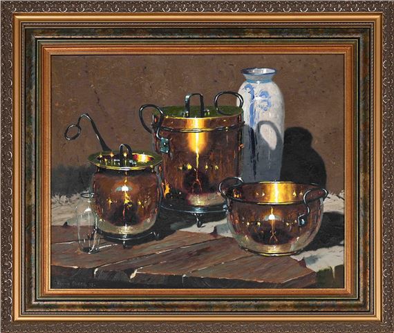 Hennie Griesel (South Africa, 1931 - 2015), Still Life with Copper Vessels by Hennie Griesel, dated 1992
