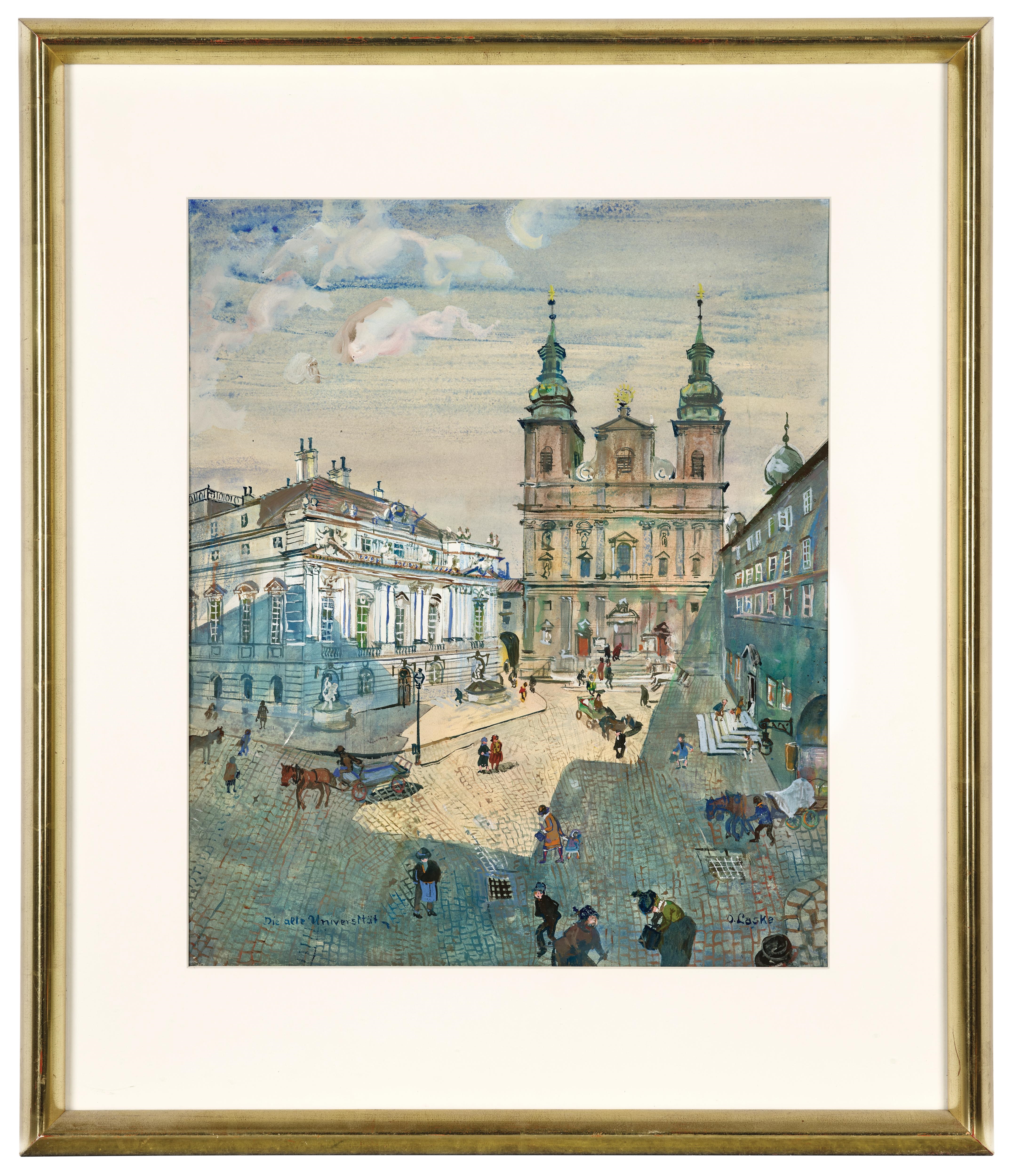 Artwork by Oskar Laske, „Die alte Universität”, Made of watercolor and gouache on paper