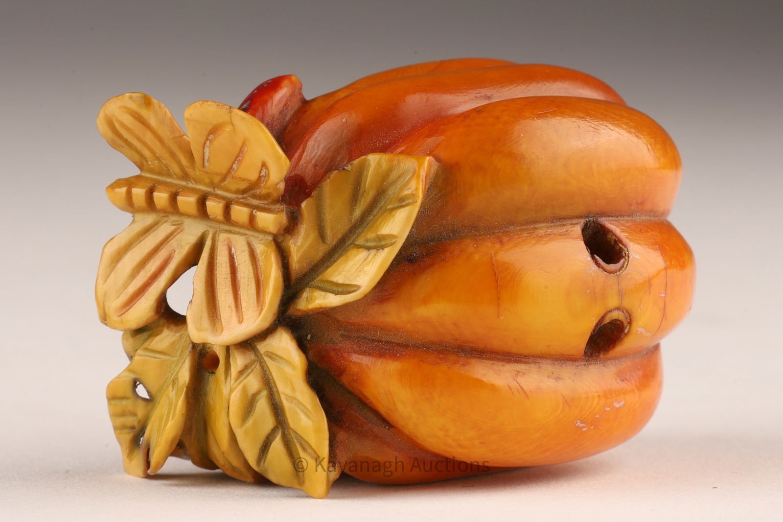 Prior | Japanese Carved Netsuke Gourd with Insects | MutualArt