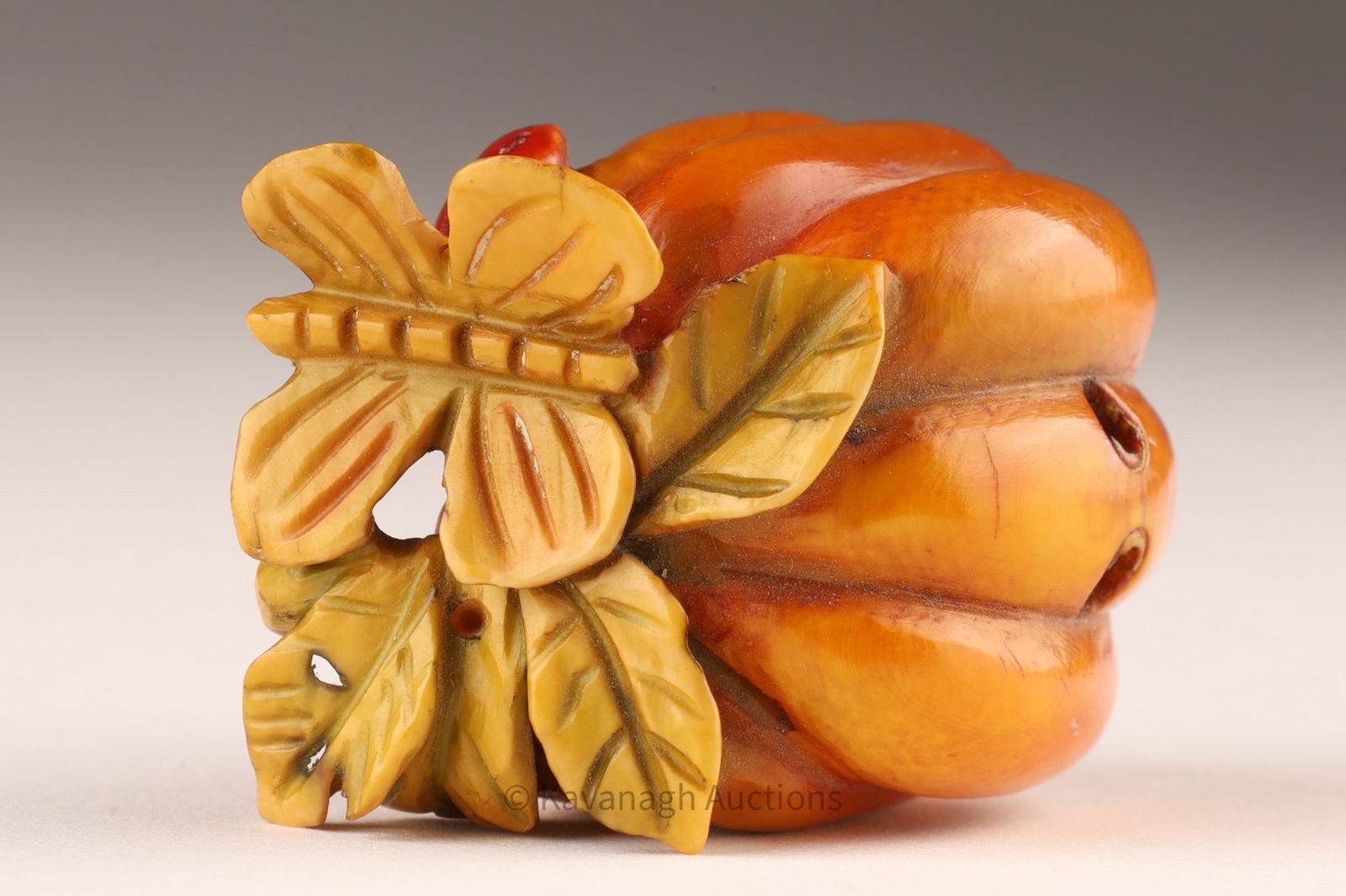 Prior | Japanese Carved Netsuke Gourd with Insects | MutualArt