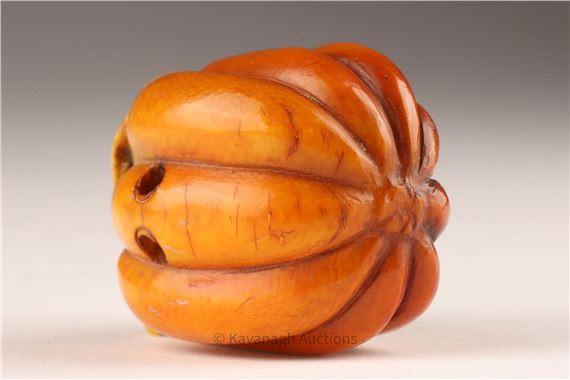 Prior | Japanese Carved Netsuke Gourd with Insects | MutualArt