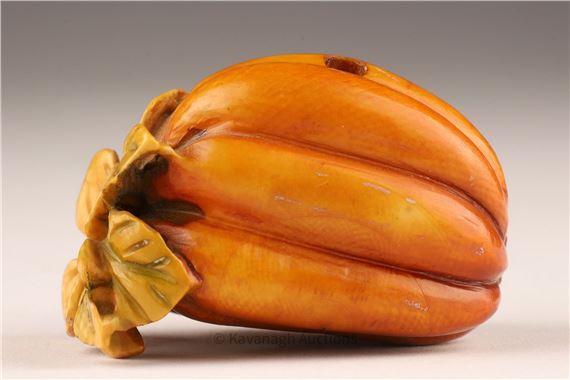 Prior | Japanese Carved Netsuke Gourd with Insects | MutualArt