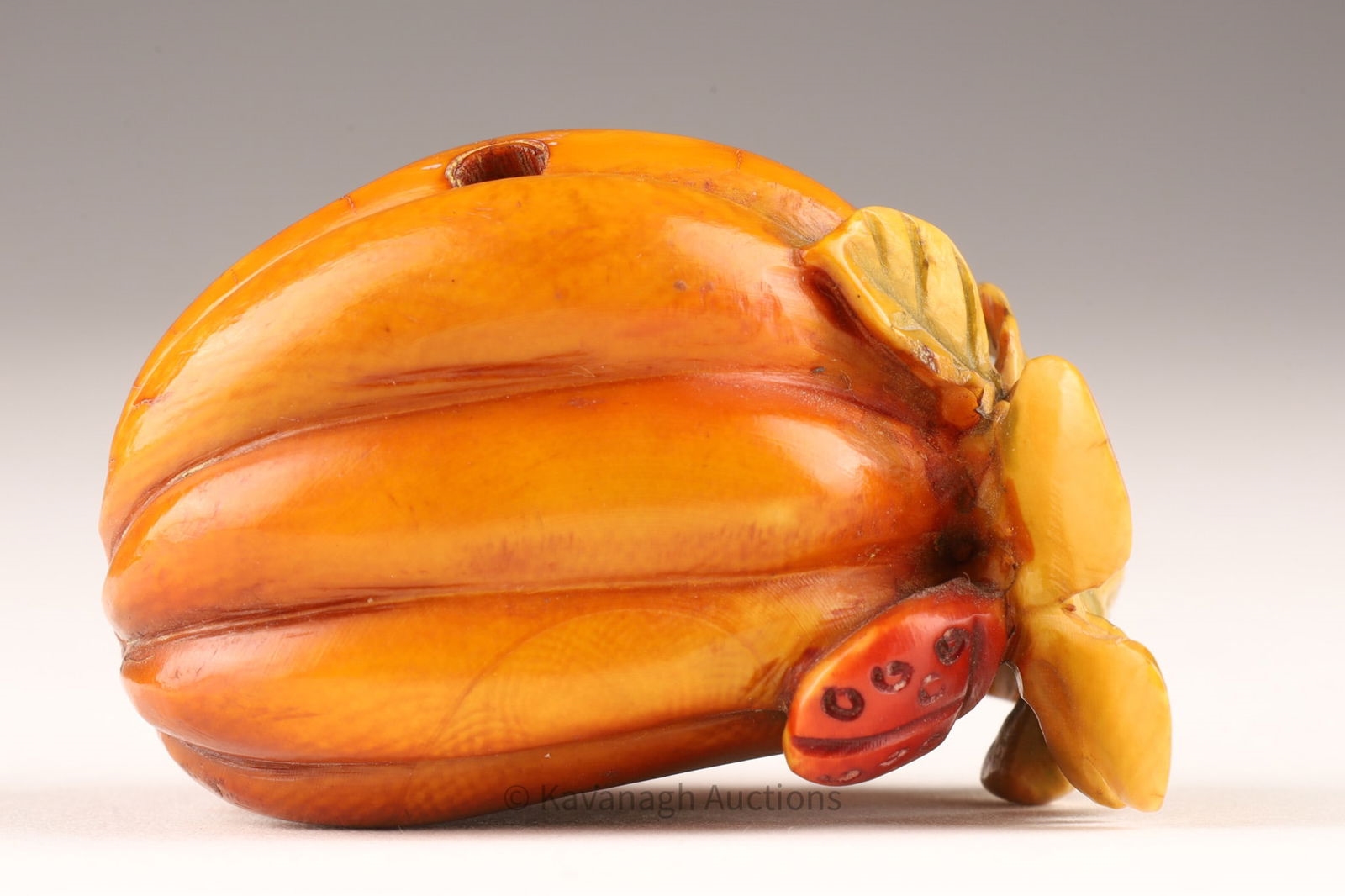 Prior | Japanese Carved Netsuke Gourd with Insects | MutualArt
