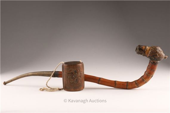Prior | Antique Japanese Bamboo Root Pipe and Inro | MutualArt