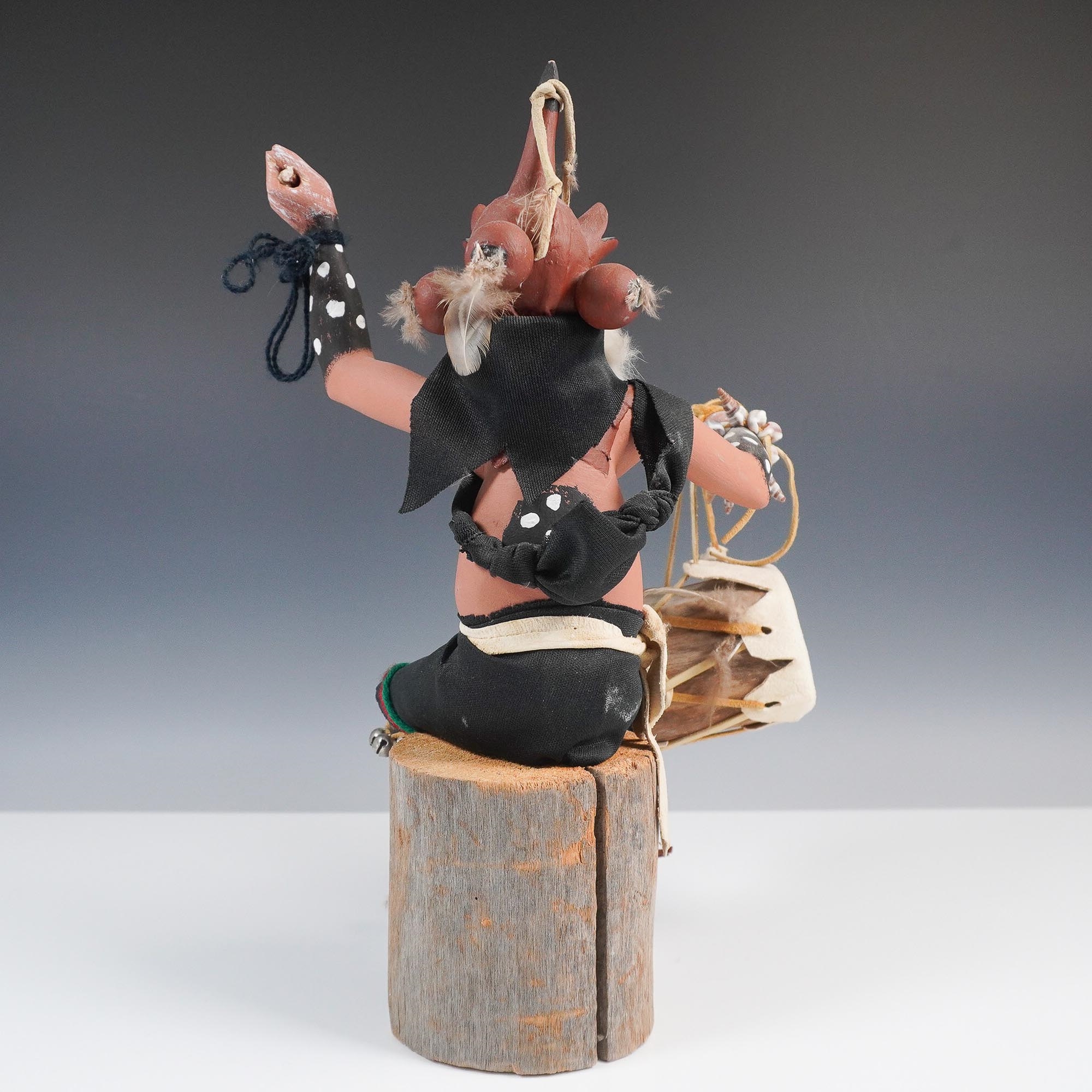 Artwork by Larry Hobbs, Native American Kachina Drummer Figure, Made of leather