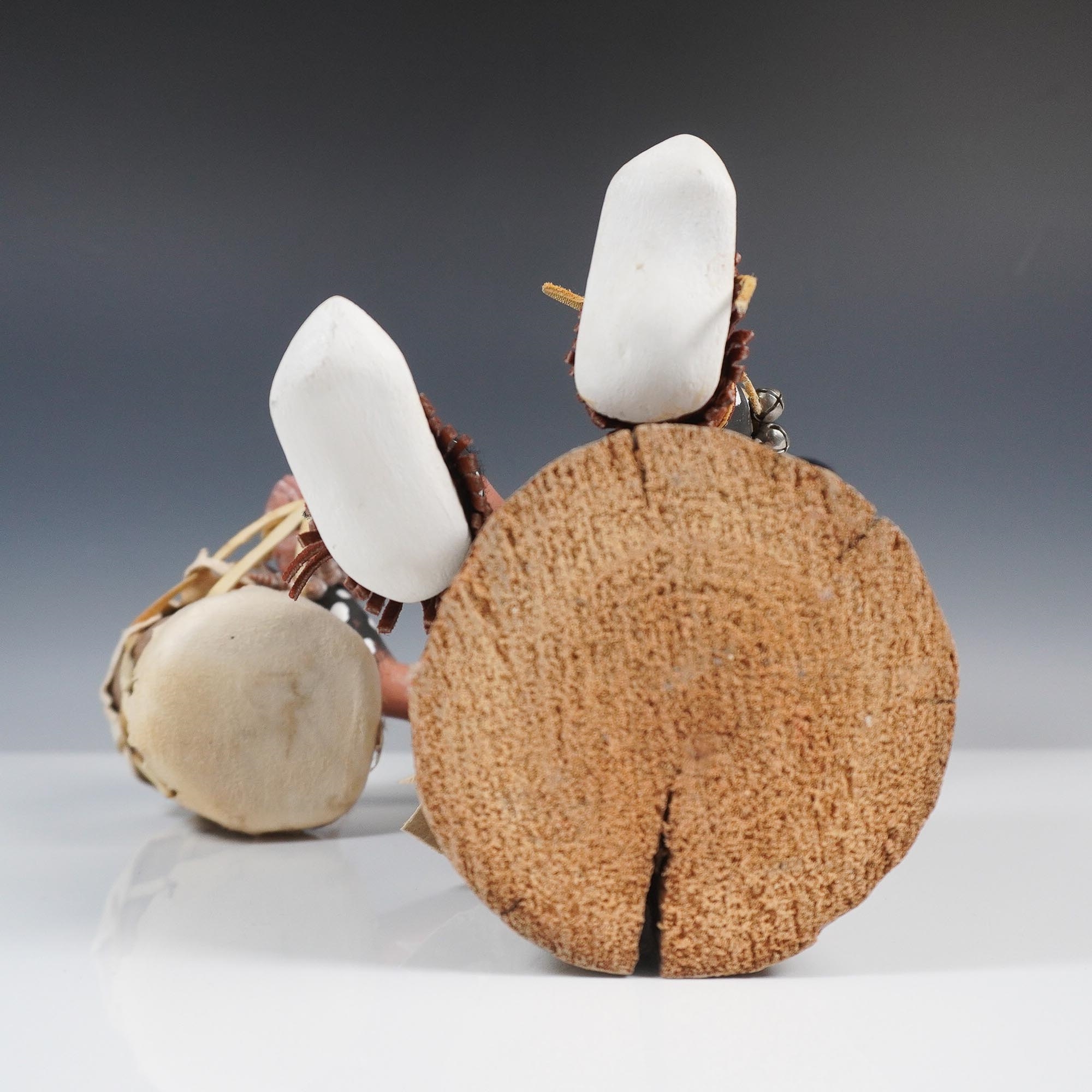 Artwork by Larry Hobbs, Native American Kachina Drummer Figure, Made of leather