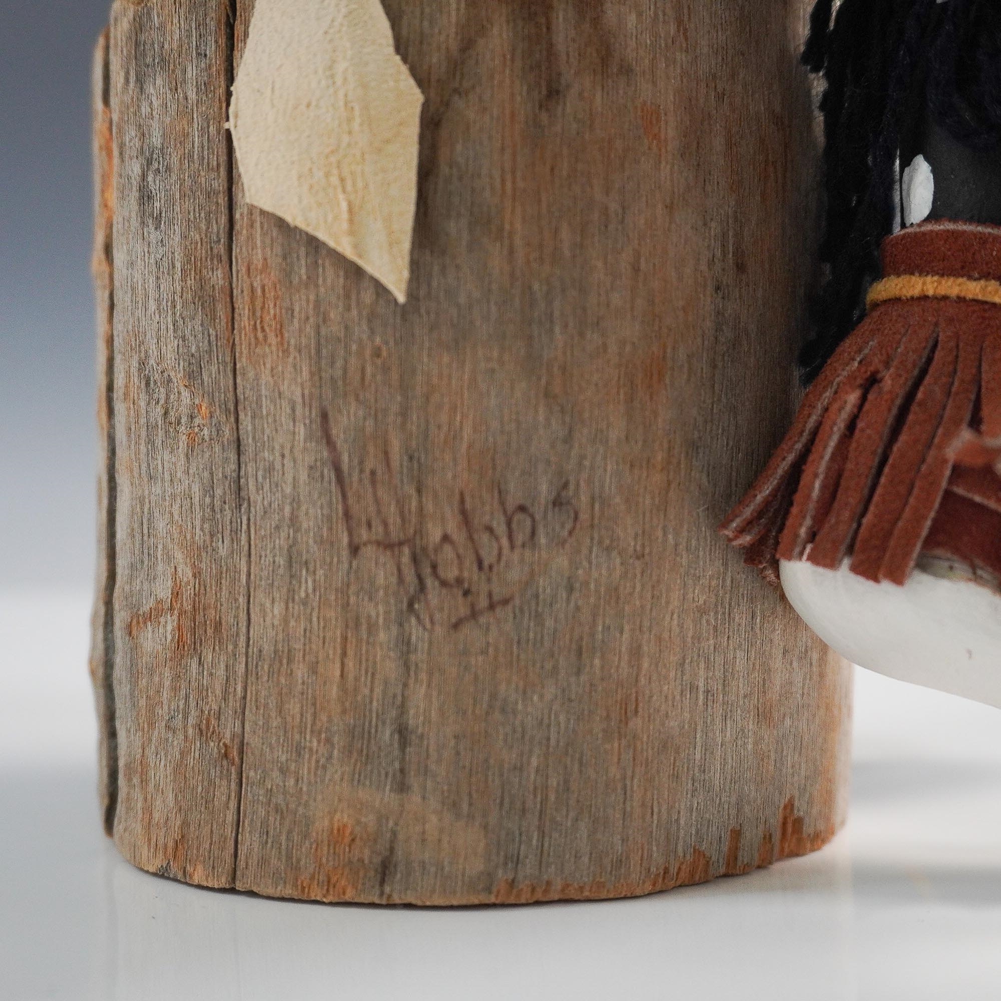 Artwork by Larry Hobbs, Native American Kachina Drummer Figure, Made of leather