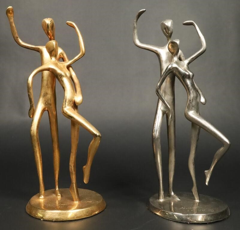 Artwork by Jose Almanzor, 2 Jose Almanzor Bronzes Dancers, Made of bronze sculptures, dancers. Gilt bronze