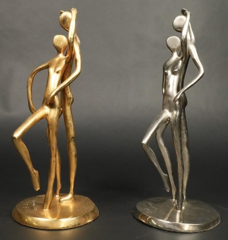 Artwork by Jose Almanzor, 2 Jose Almanzor Bronzes Dancers, Made of bronze sculptures, dancers. Gilt bronze