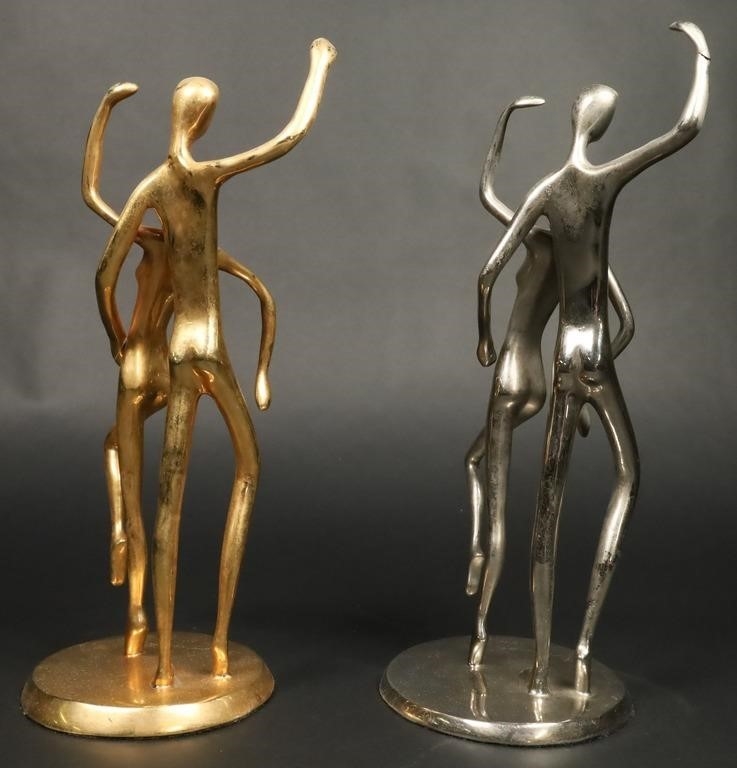 Artwork by Jose Almanzor, 2 Jose Almanzor Bronzes Dancers, Made of bronze sculptures, dancers. Gilt bronze
