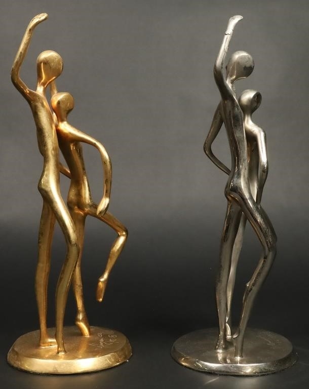 Artwork by Jose Almanzor, 2 Jose Almanzor Bronzes Dancers, Made of bronze sculptures, dancers. Gilt bronze