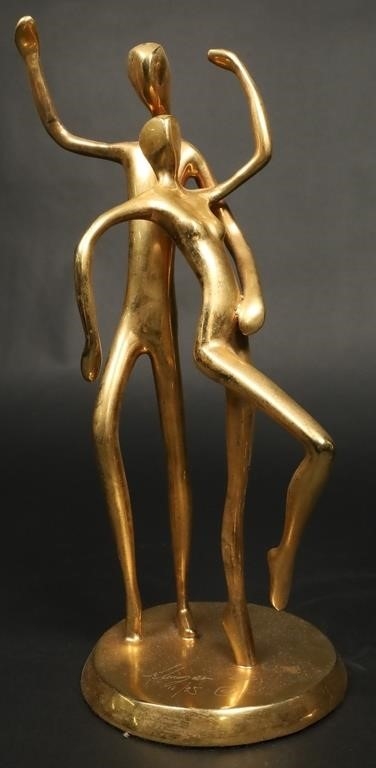 Artwork by Jose Almanzor, 2 Jose Almanzor Bronzes Dancers, Made of bronze sculptures, dancers. Gilt bronze