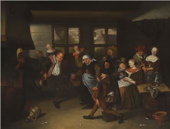 Peasants dancing in a tavern - Hendrik de Valk