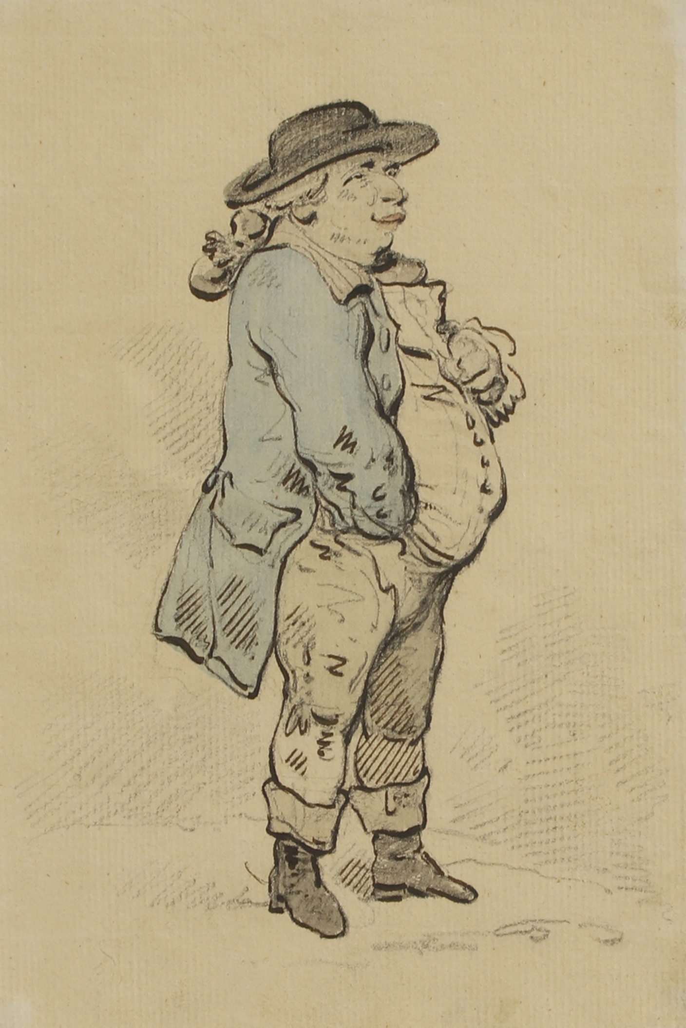 Thomas Rowlandson | Portrait of a rotund man in a blue coat | MutualArt