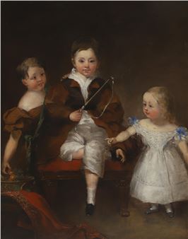 Portrait of three children full-length in an interior - Trevor Thomas Fowler