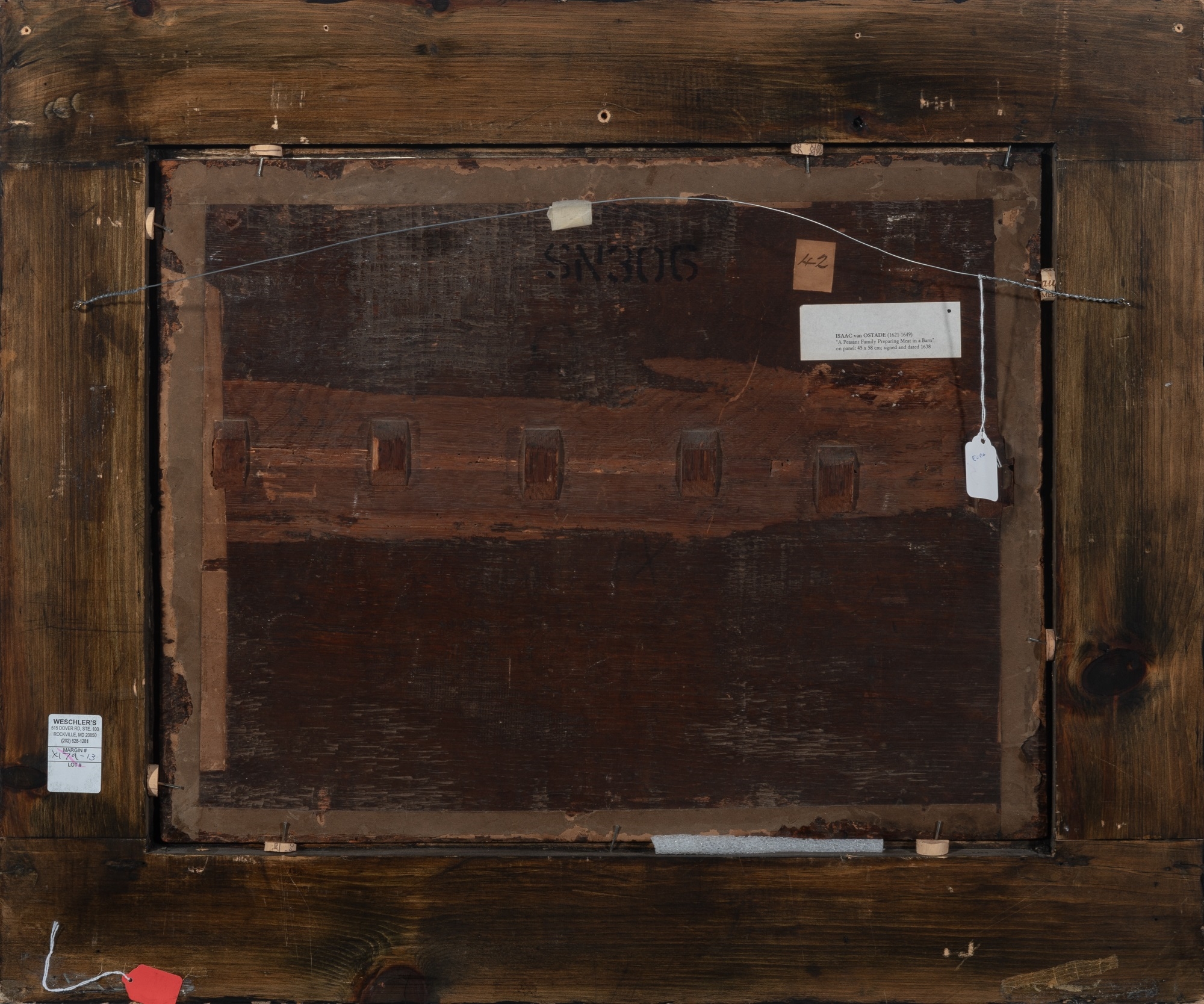Artwork by Isack van Ostade, Peasants working in a Barn, Made of Oil on panel