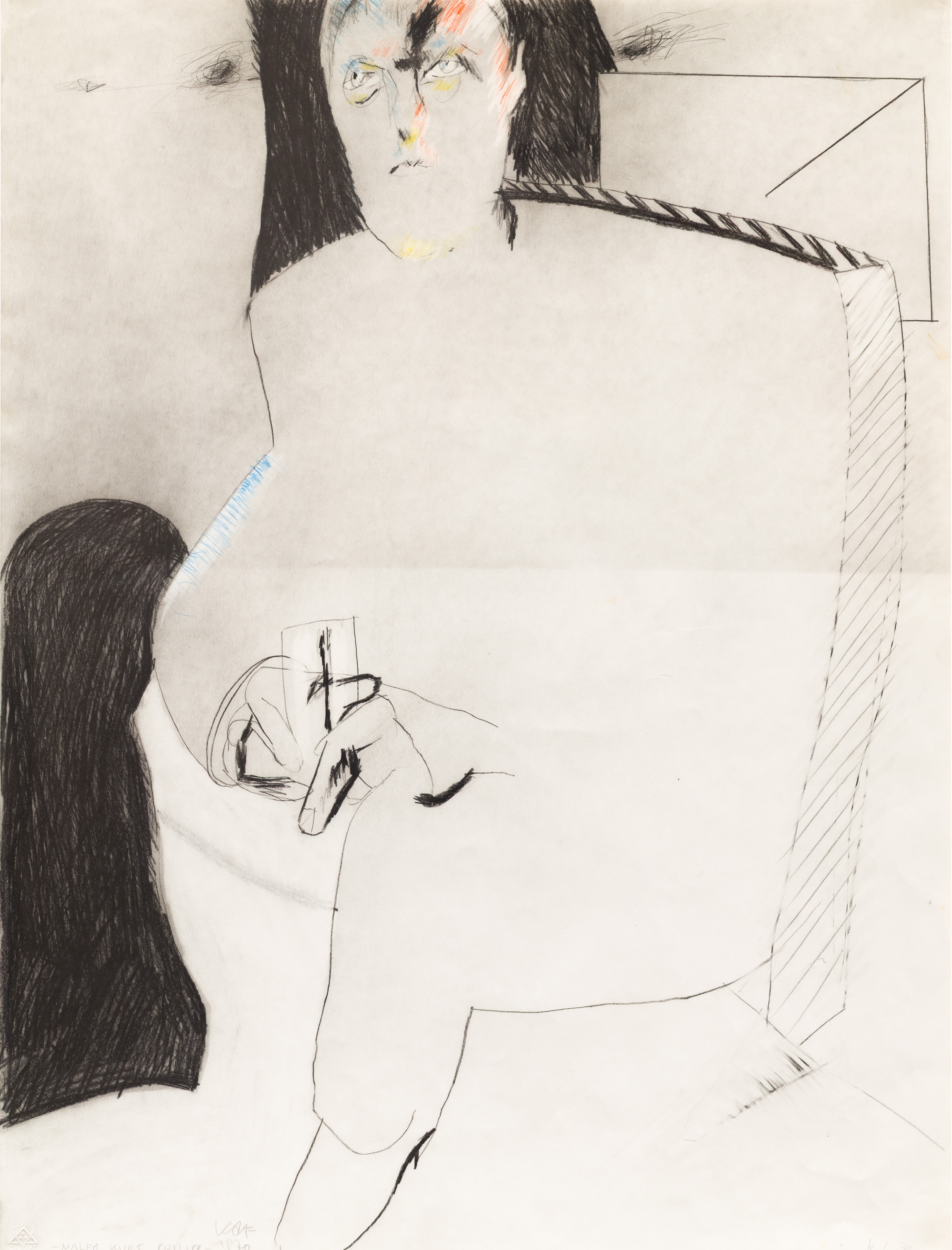 Artwork by Karl Anton Fleck, Der Maler Kurt Philipp, Made of pencil and colored pencil on paper