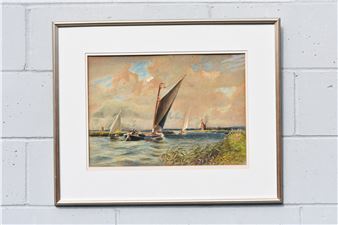 CHARLES MAYES WIGG  Broads scene depicting Wherry - Charles Mayes Wigg