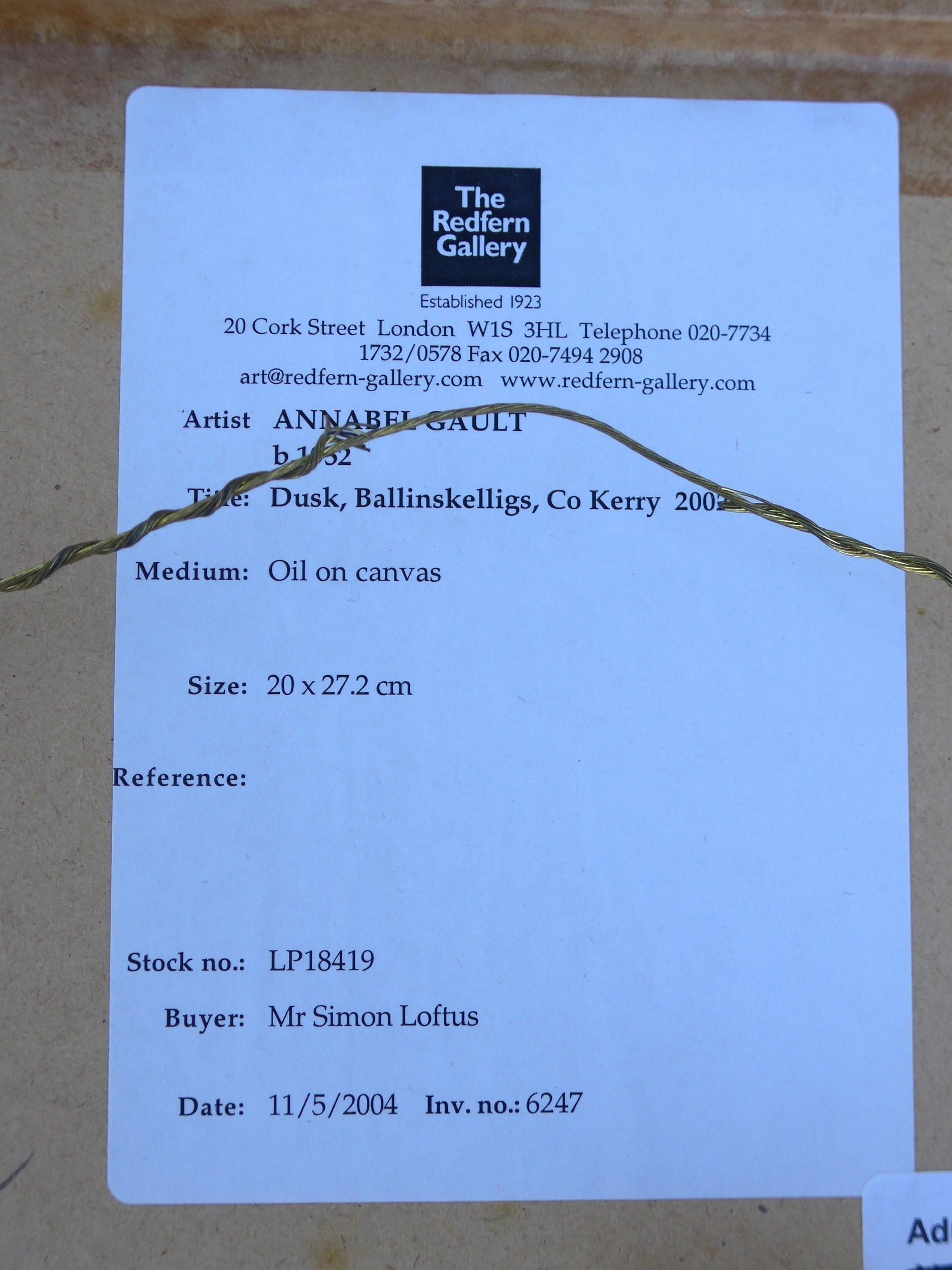 Artwork by Annabel Gault, A framed and  titled 'Dusk, Ballinskelligs, Made of glazed oil on canvas