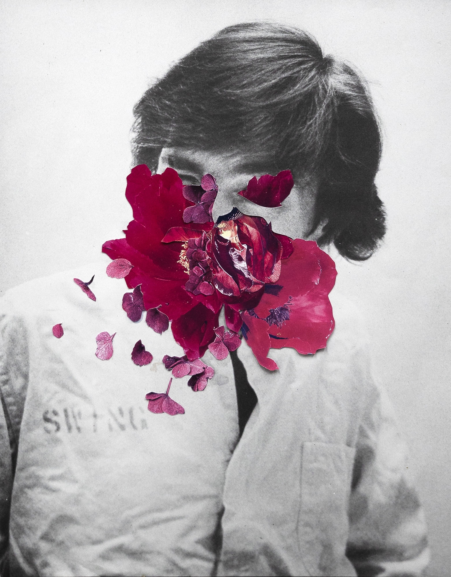 Artwork by Peter Madden, Flower Head, Made of photography and collage