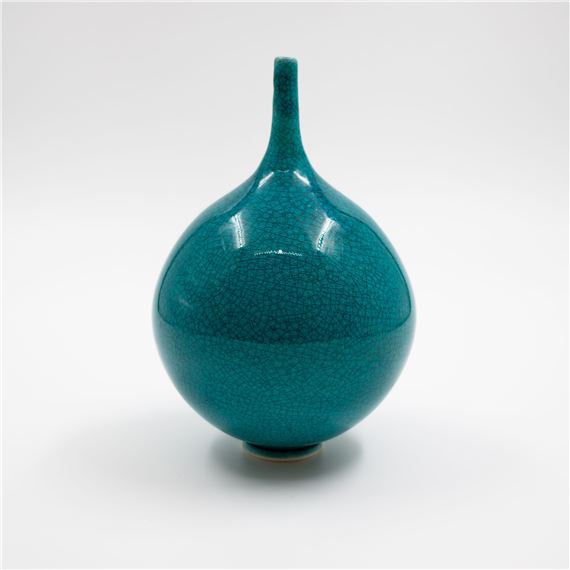 Peter Collis | Peter Collis Small turquoise vase porcelain with thinly ...