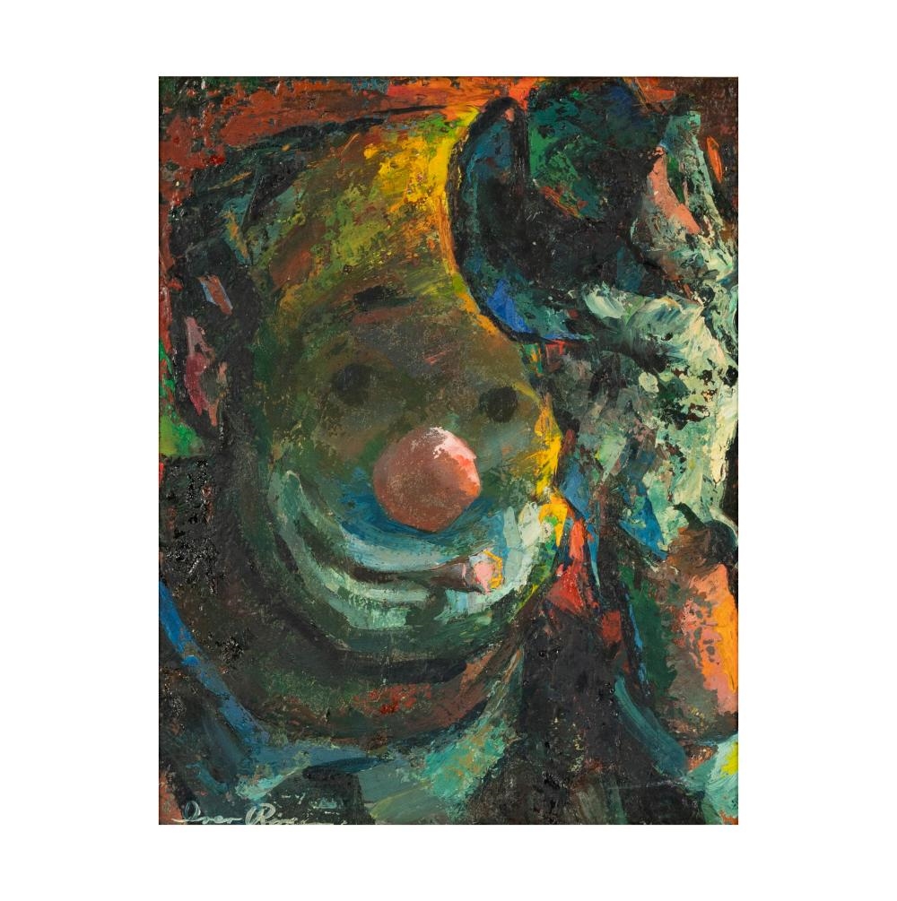 Artwork by Iver Rose, Clown, Made of oil on board