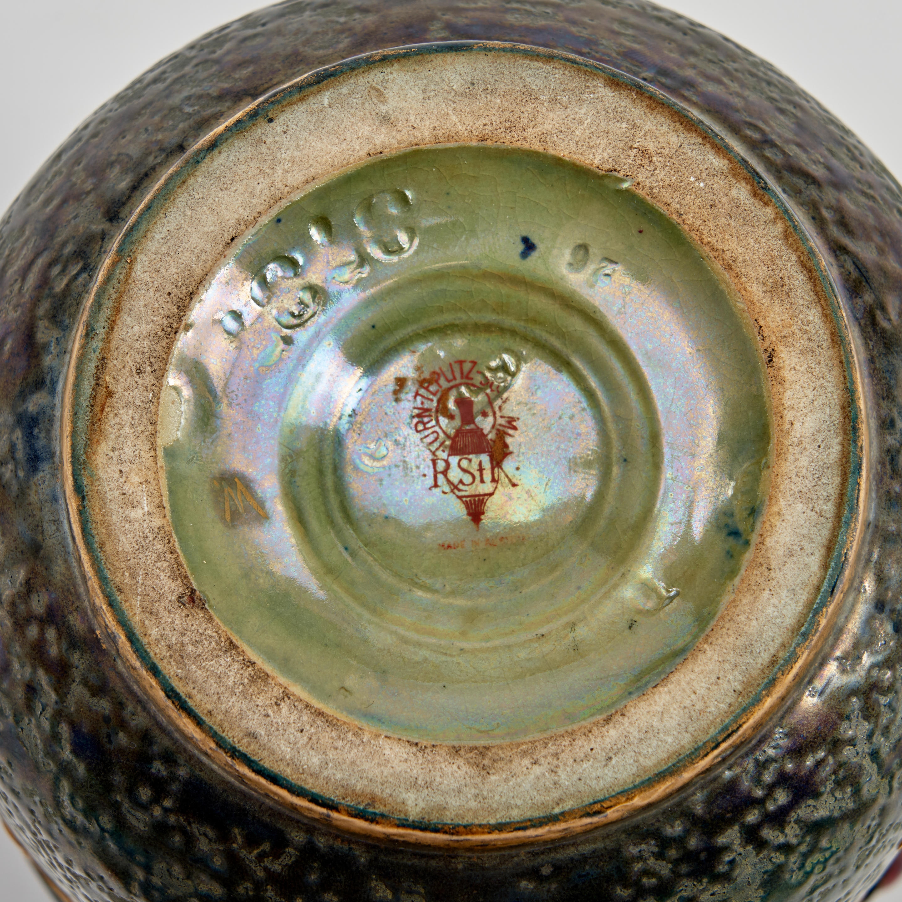 Artwork by Riessner, Stellmacher & Kessel, AMPHORA GRES-BIJOU VASE, Made of glazed ceramic, applied enamel "jewels," gilt highlights