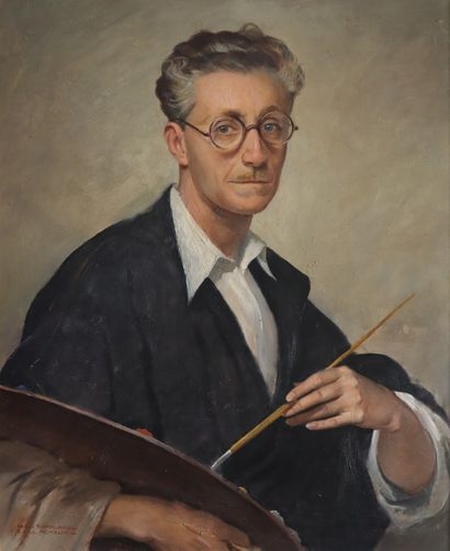 Artwork by Carlo Romagnoli, Carlo ROMAGNOLI (1888-1965) Self-portrait, Made of Oil on panel