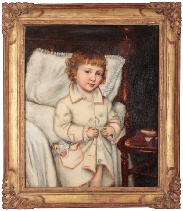 Artwork by John Anster Fitzgerald, A portrait of a child at bedtime, Made of oil on canvas
