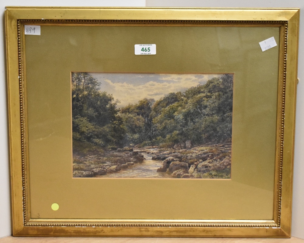 Artwork by Robert Rampling, rocky edged stream scene, Made of watercolour
