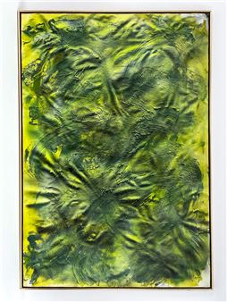 Painting with impasto giving texture to the green-yellow colors. Untitled - Elyssa Rundle