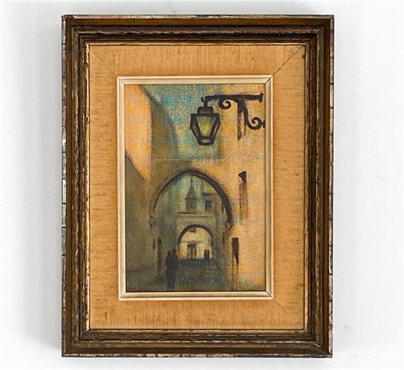 Street scene of a European street scene - Arrigo Ghedini