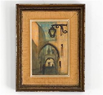 Street scene of a European street scene - Arrigo Ghedini