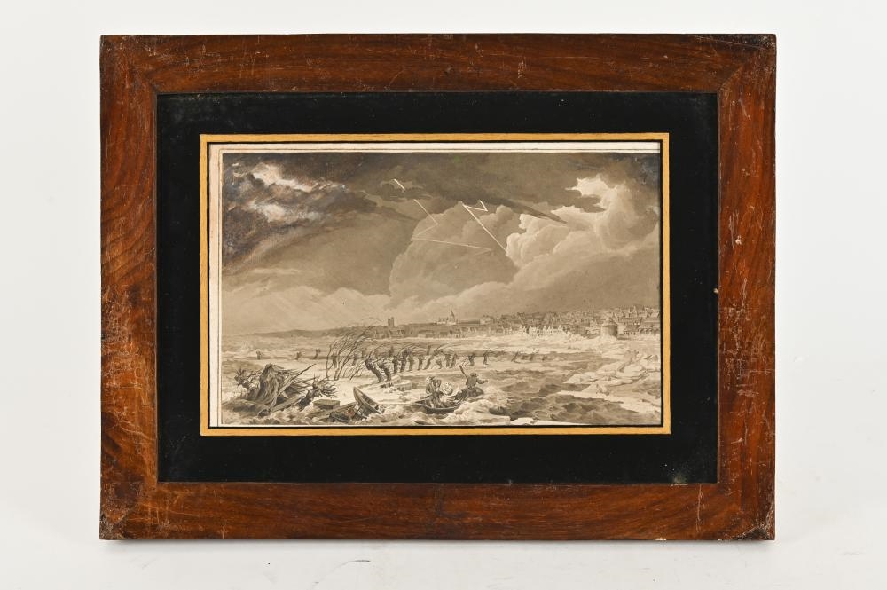 Artwork by Cornelis van Hardenbergh, Series of six watercolours of the dike breaches, Made of watercolours