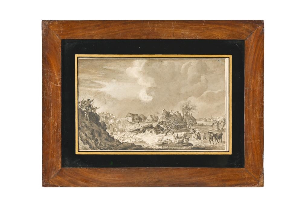 Artwork by Cornelis van Hardenbergh, Series of six watercolours of the dike breaches, Made of watercolours