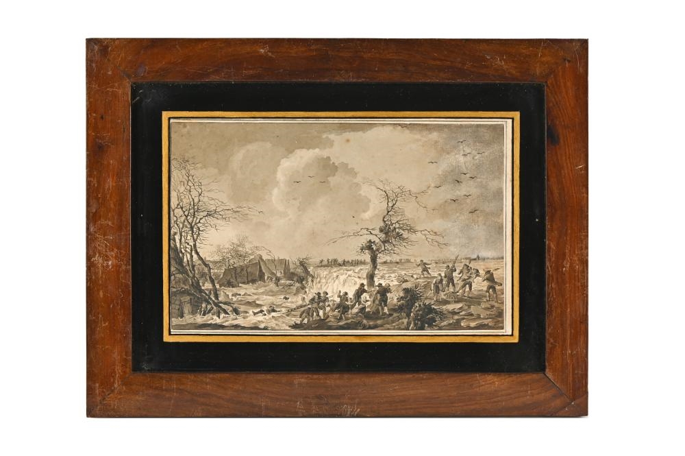 Artwork by Cornelis van Hardenbergh, Series of six watercolours of the dike breaches, Made of watercolours